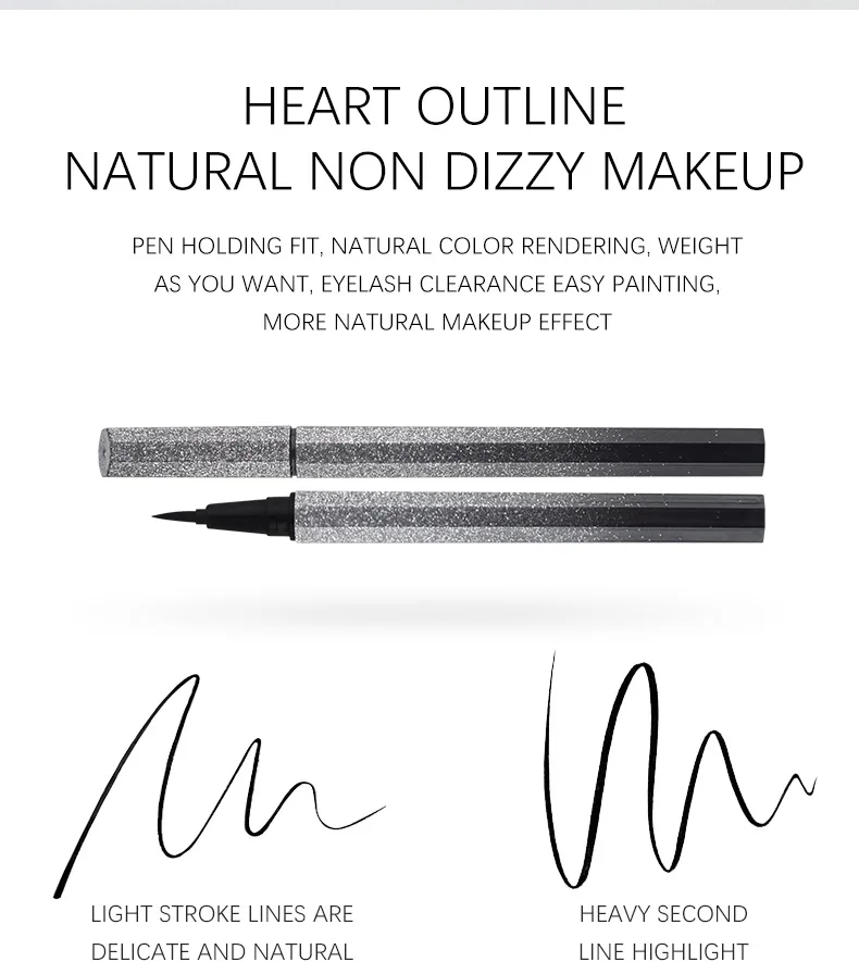 cosmetic makeup black flash private label shimmer glitter custom logo waterproof eye-liner pen color liquid eyeliner