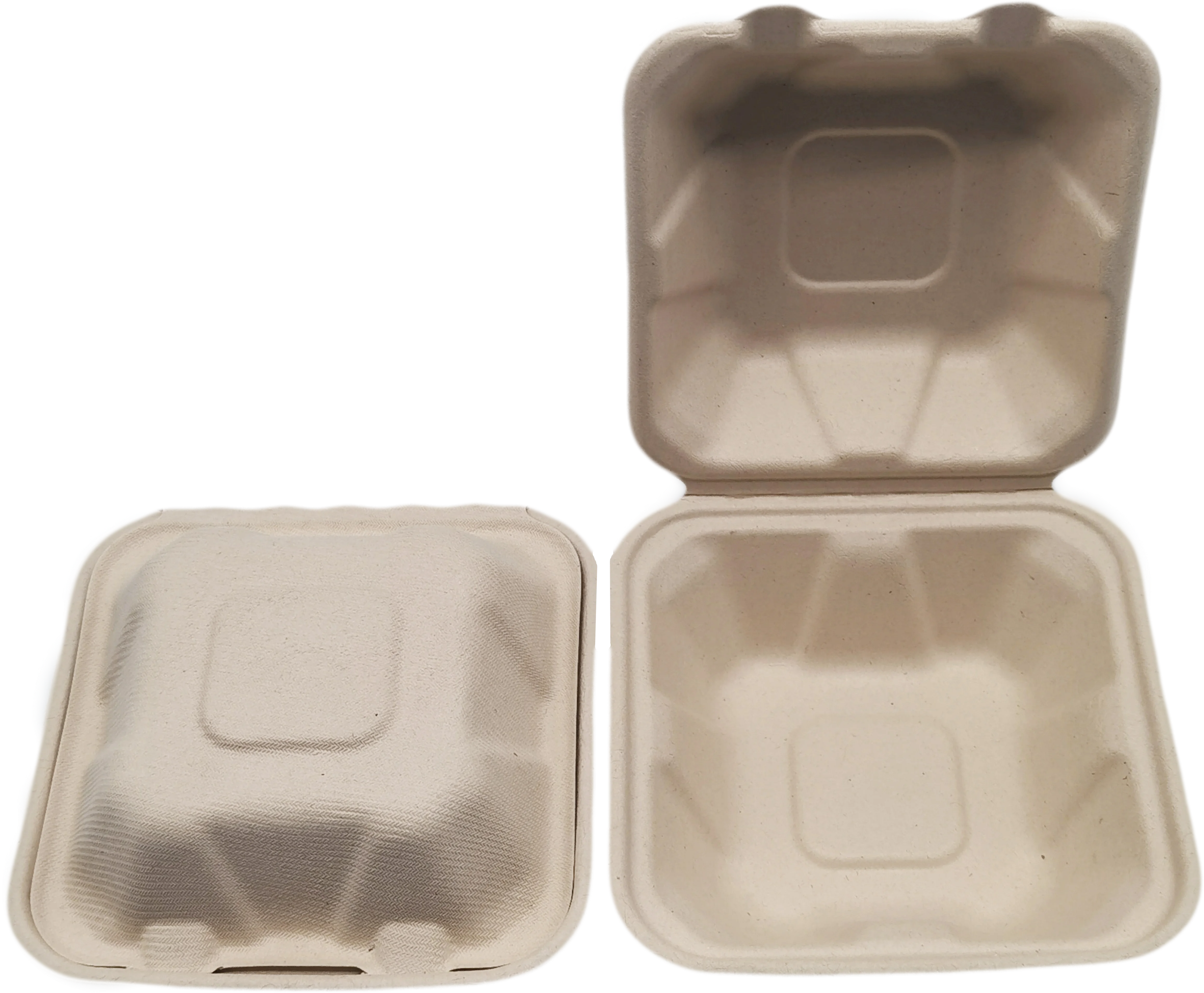 LuzhouPack Sugarcane 6 Inch Biodegradable Disposable Hamburger Container Paper Pulp Burger Box