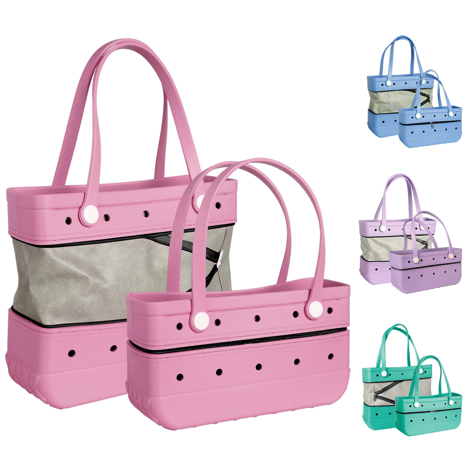 2024 new design summer fashion eva tote bag waterproof eva beach bag with zipper