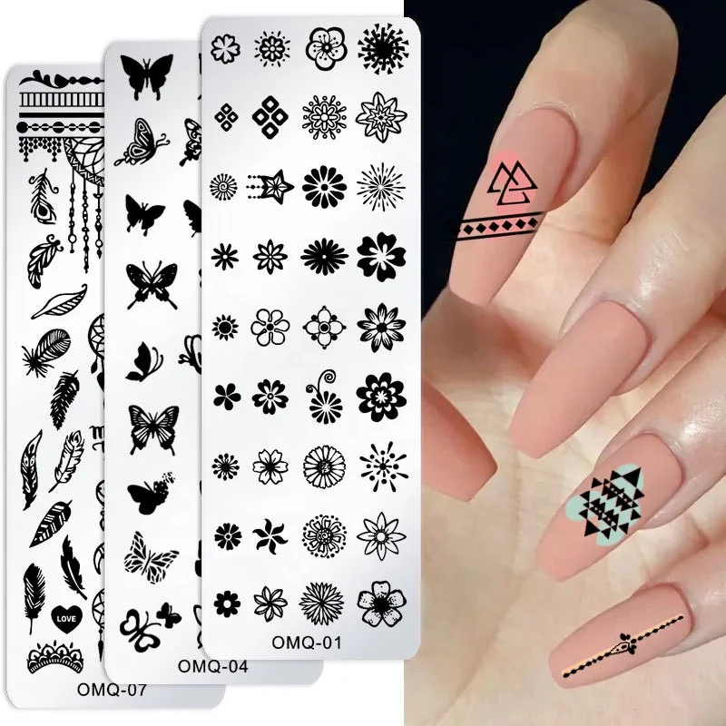 Nail Stamping Plate Mix Flower Butterfly Geometry Cartoon Designs Transfer Stencils Stamp Template for Printing Manicure Tools