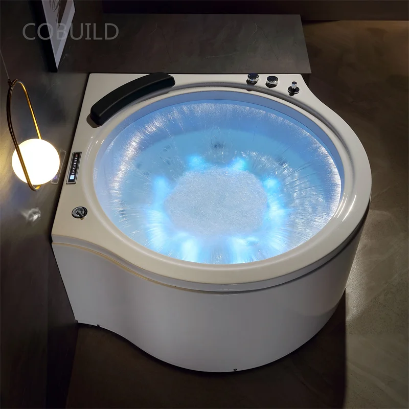 Corner round whirlpool massage bath American style waterfall jets modern small whirlpool bath tub