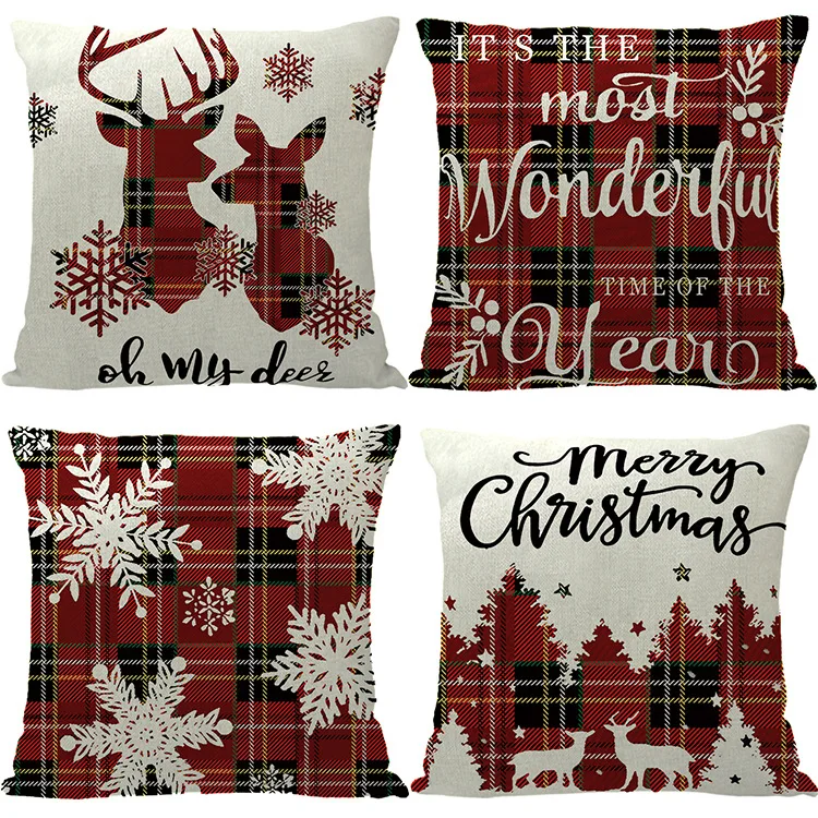 Custom 45*45 Merry Christmas throw pillowcases Cartoon snowman deer cushion covers Christmas party decorations for home