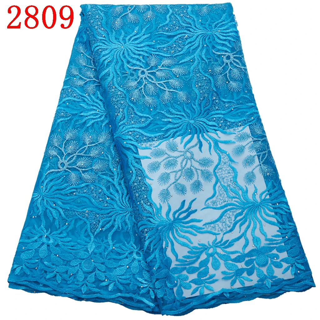 2809 Wholesale Mesh Tulle Net Lace Fabric Red Wine African With Beads Fabric Heavy Embroidery Lace Materials For DIY Dress Sew