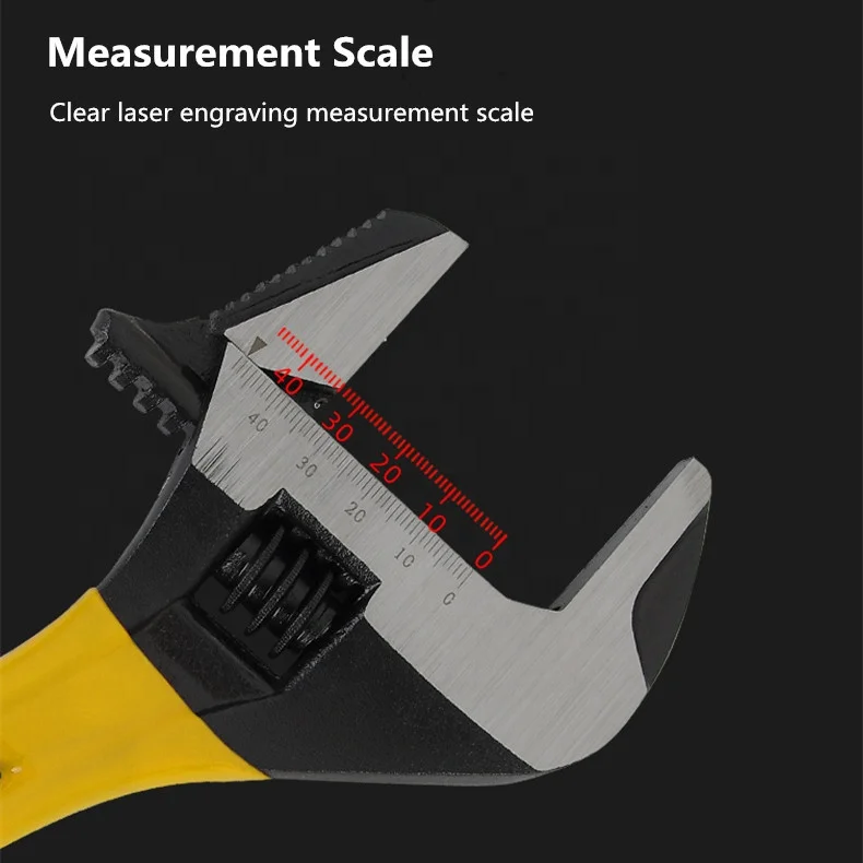 YTH 6in 8in Industrial  CRV Extra Wide Jaw Adjustable Plumbing Spanner Adjustable Wrench
