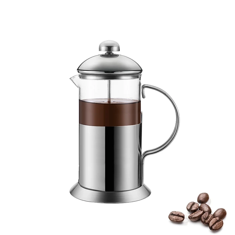 
Stocked Durable Borosilicate Mug Stainless Steel Glass French Press Coffee Maker 