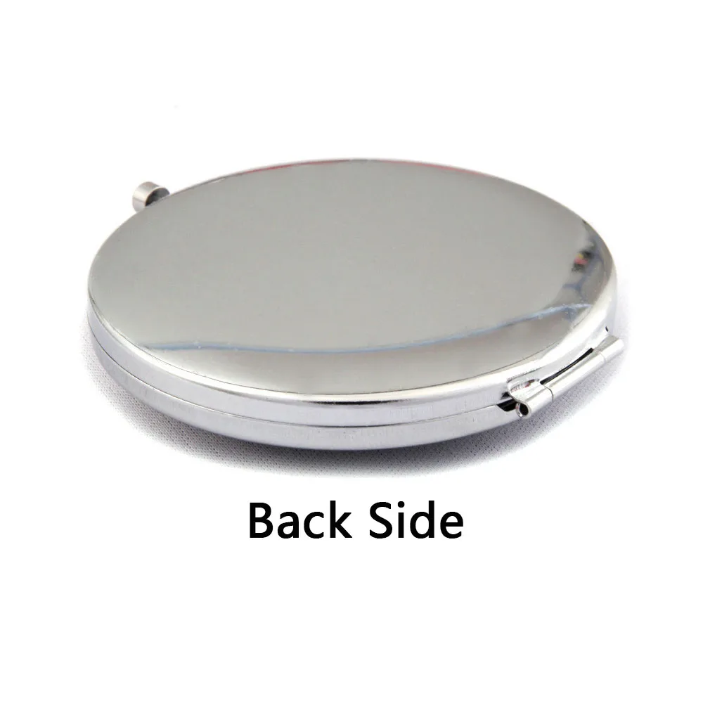 Portable Dual Sided Round Magnified Luxury Metal Vanity Mirror Colorful Diamond Decor Pocket Makeup Mirror