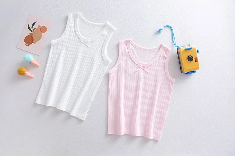 Летние детские летние майки из 100% хлопка без рукавов для маленьких девочек на бретелях-спагетти жилет на бретелях наряд 2 шт. в комплекте