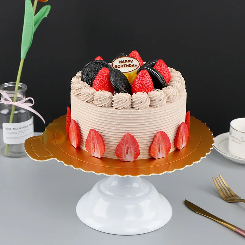 Wholesale White Card Gold Thickened Base Birthday Cake Round Tray Hard Paper Mat Mousse Pastry 4/6/8/10/12 Inch