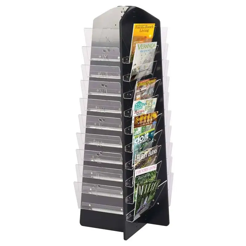 acrylic magazine holder tiers stand free standing newspaper brochure magazine display rack