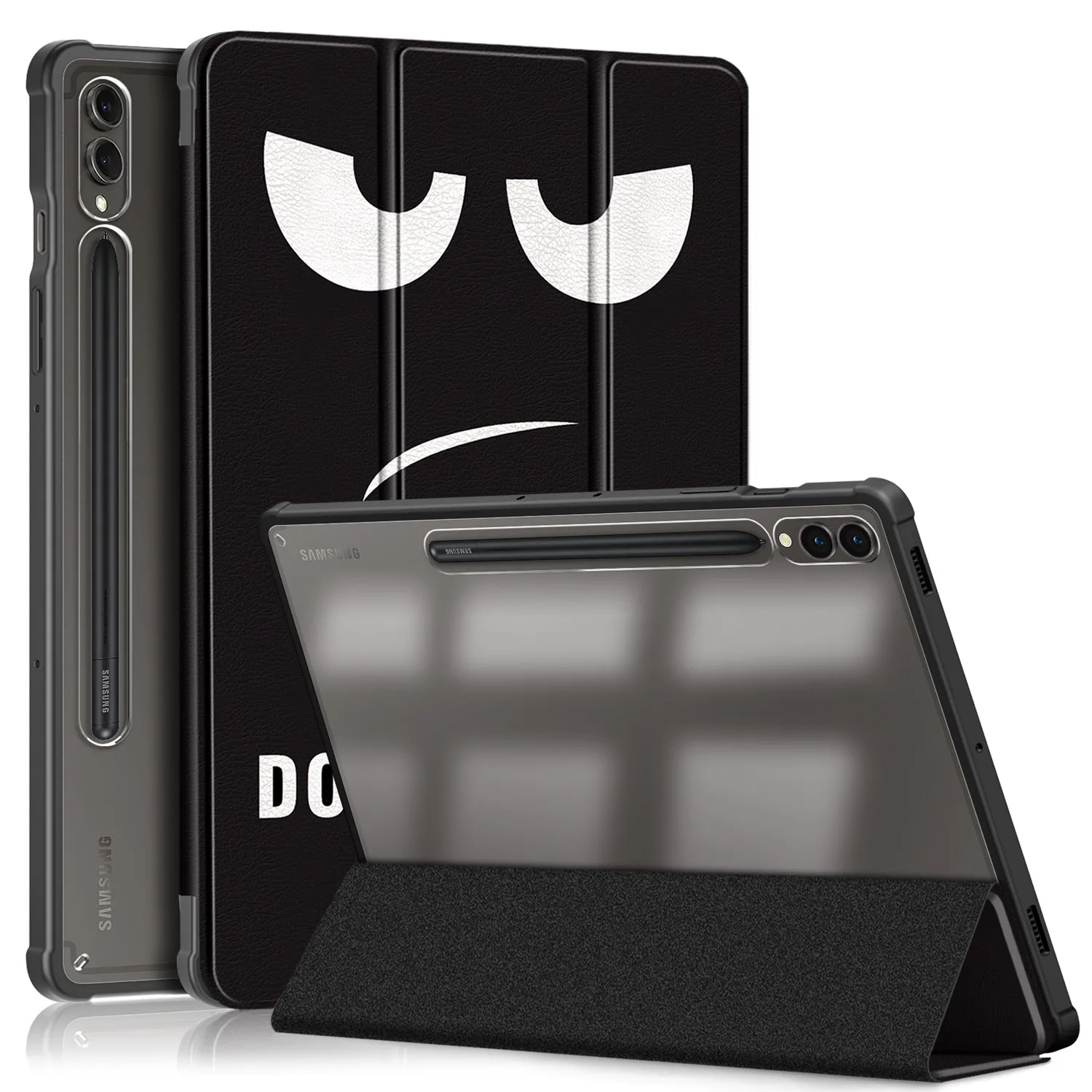 Wholesale Durable Clear PC Back Tablet Case with Trifold Cover for Samsung Galaxy Tab S9 Plus