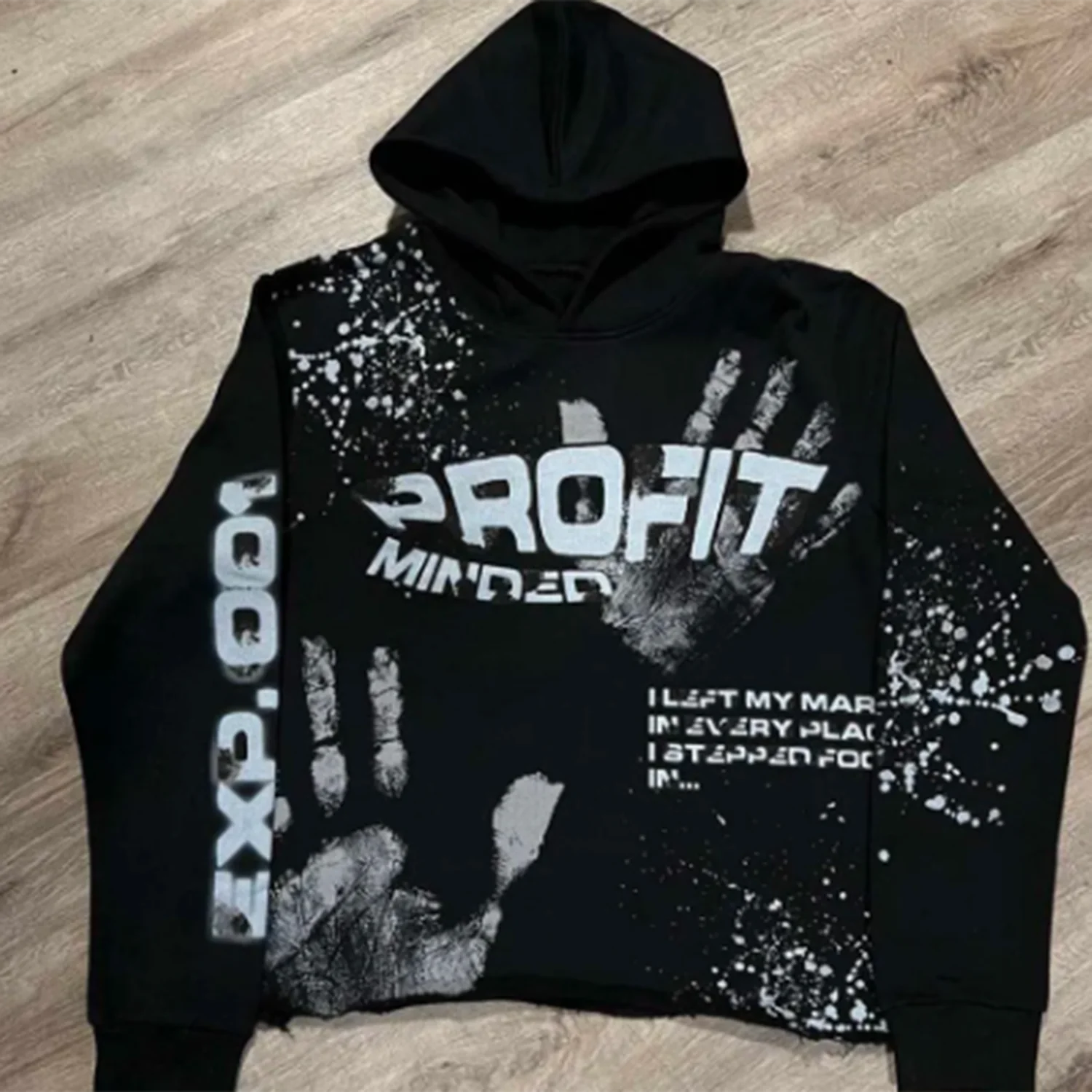 Heavyweight 100% Cotton Crop Cut Edge Hoodie Printing Cut Edge Custom Sew Hoodie