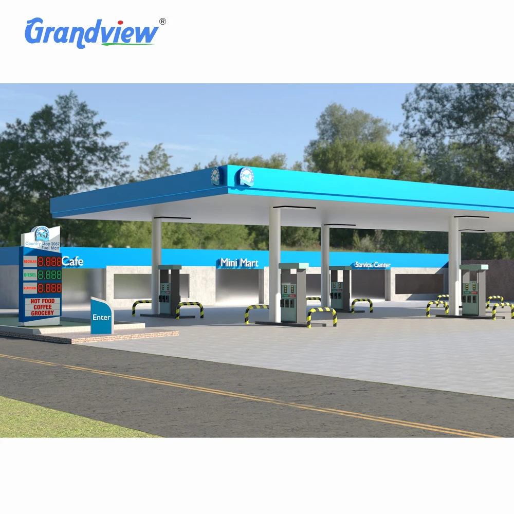 petrol station equipment gas station luminous advertising pylon sign gasoline station canopy