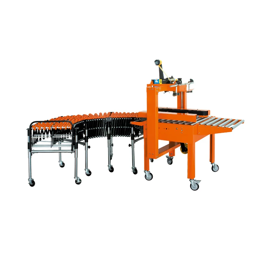 Case Sealer Packaging Machine cambered conveyor automatic box packing machine box auto size adjust tape sealing machine