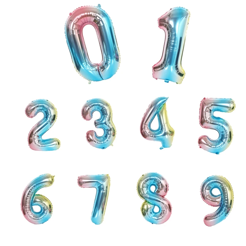 32 inch multicolor Number Digit Balloons Aluminum Foil Film Mylar Balloon New Year Engagement Birthday Party balloons