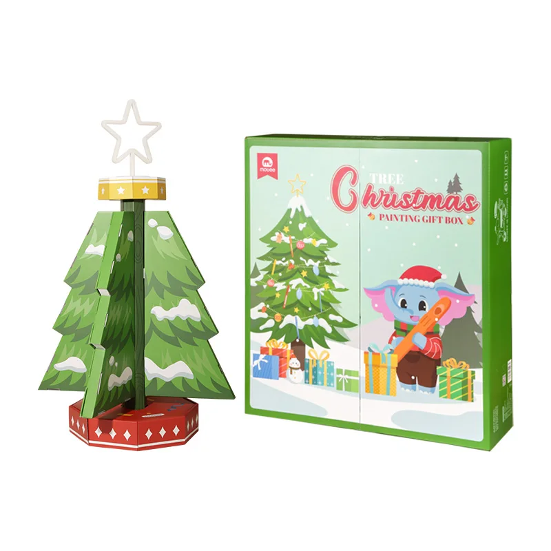 Mobee Christmas tree painting gift colorful art kit for kids non toxic Christmas gift set Supplier Price children art set
