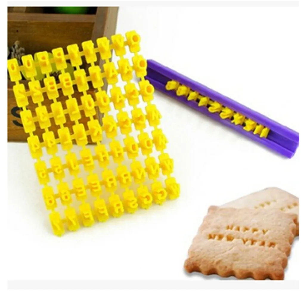 plastic letter cookie press set