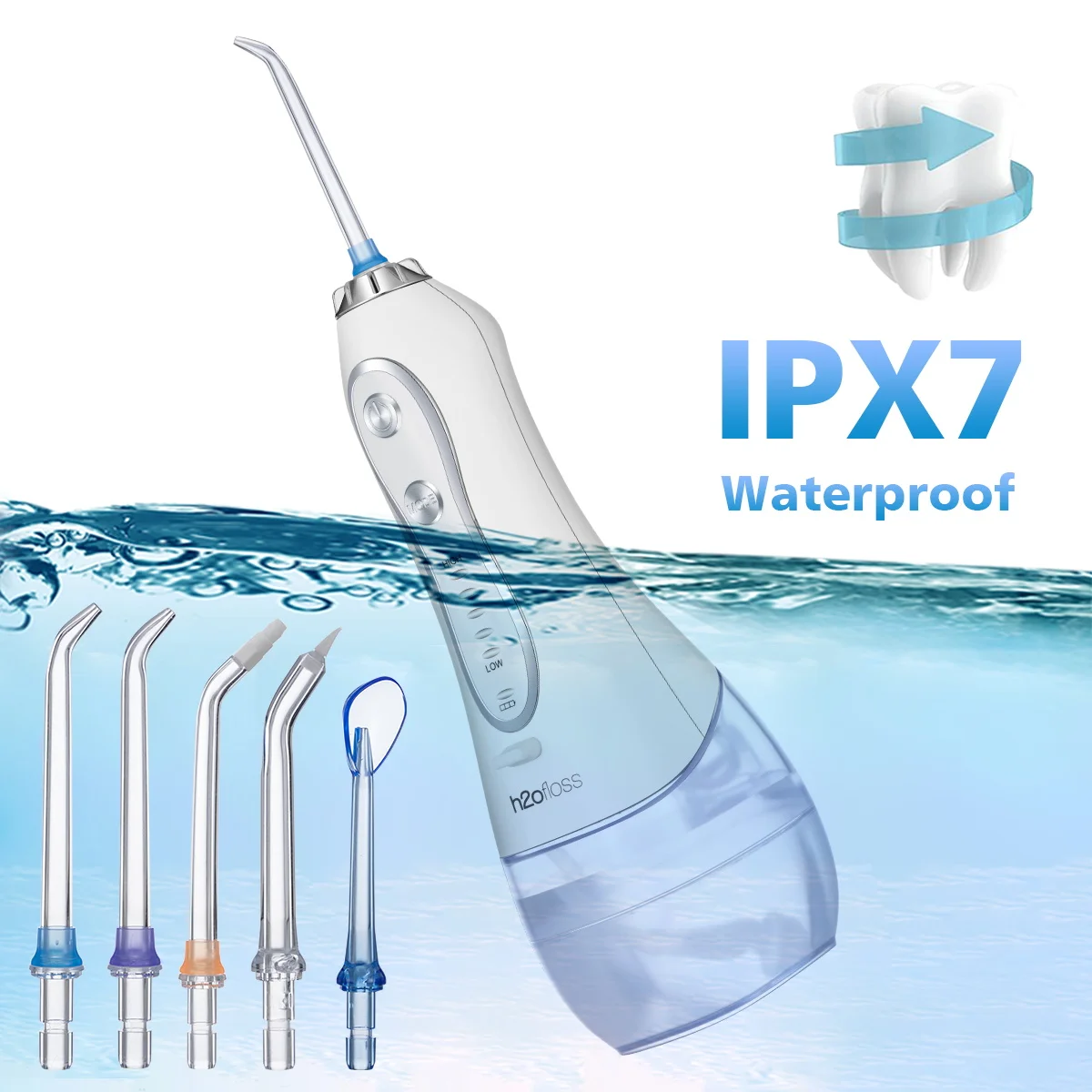 H2ofloss 14 Years Factory Free OEM IPX7 Waterproof Portable Dental Water Jet Teeth Water Flosser Oral Irrigator For Home Travel