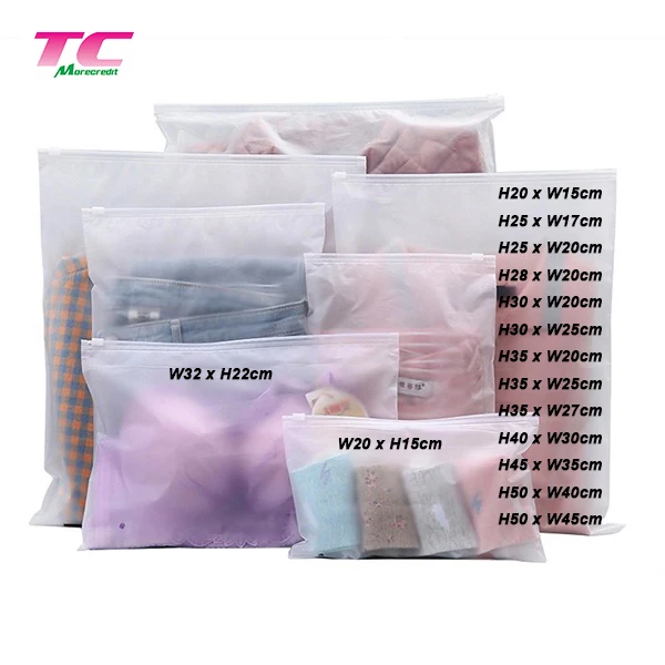 Translucent PVC Clear Plastic Bags Custom Logo Frosted Poly Zipper Bags For Clothes Shirt Swimwear Packaging