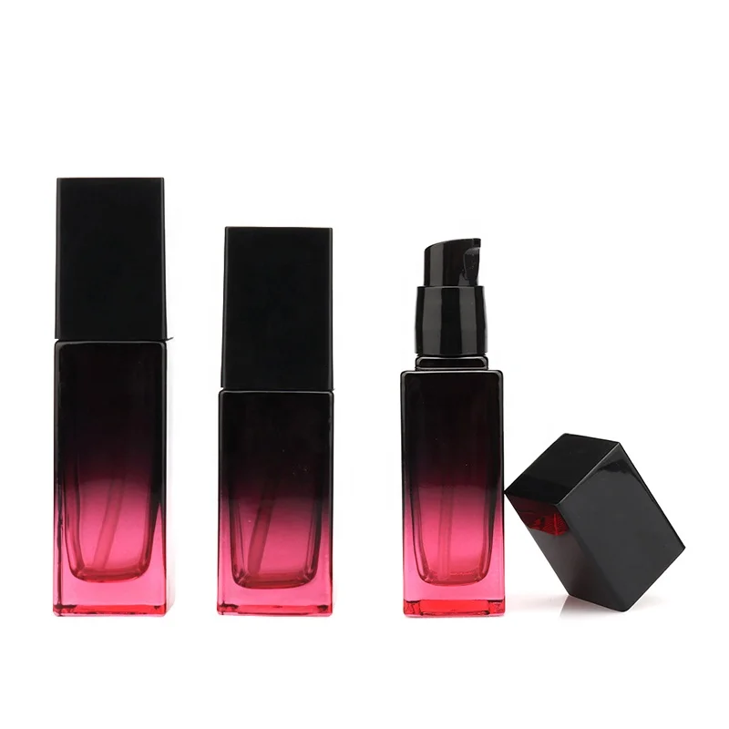 15ml 20ml 30ml 40ml Empty Square Glass Liquid Foundation Cosmetic Custom Container bb Cream Makeup Pump Lotion Bottle