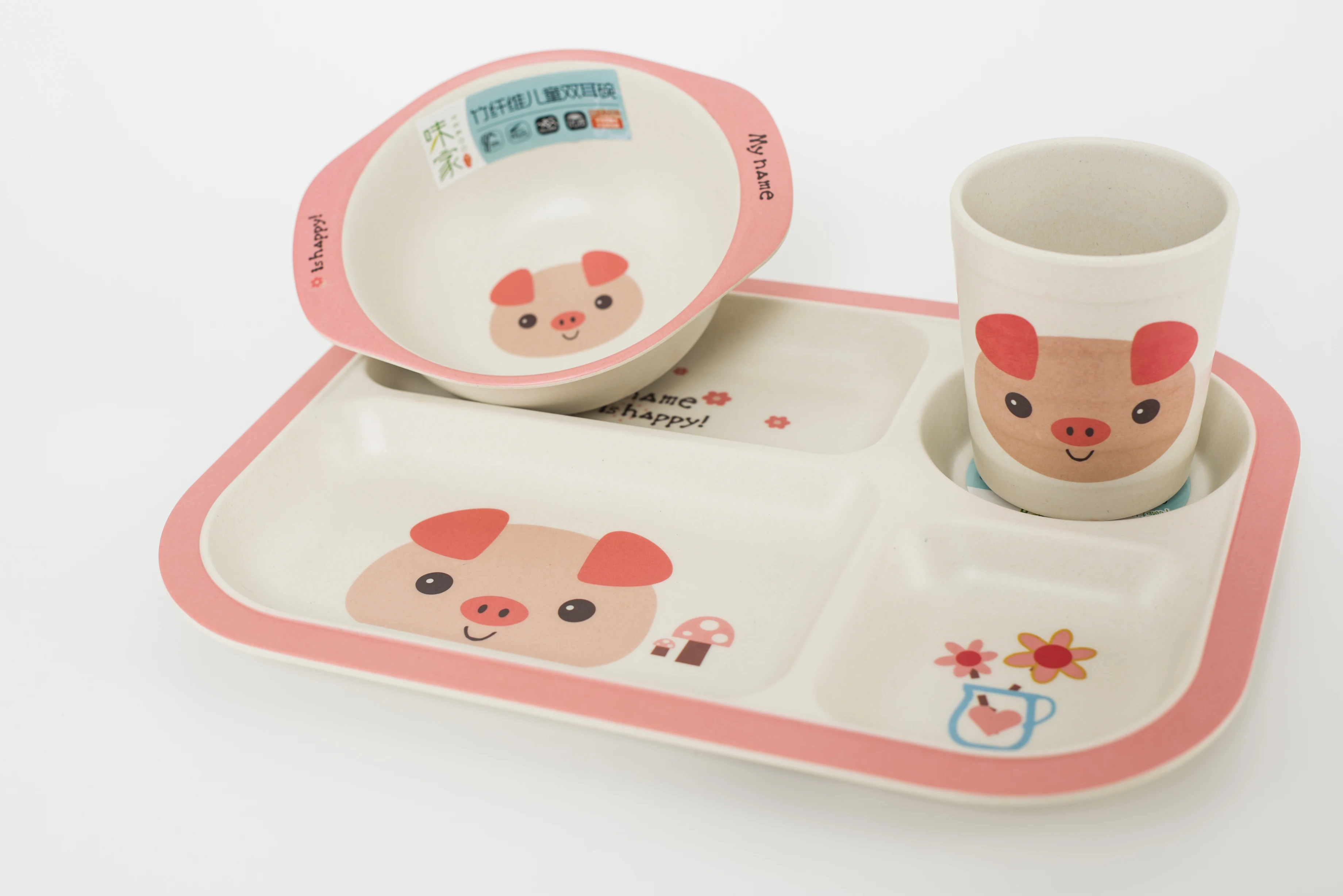 bamboo fiber children plate serving dinner plate with cartoon design