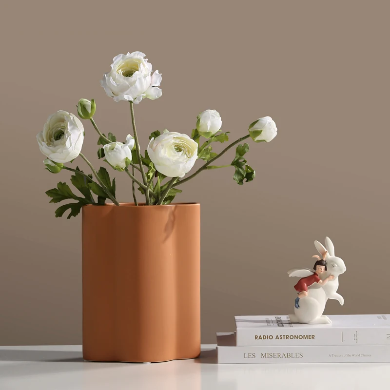 Nordic Luxury Home Decor Matt Color Ceramic U Shape Vase Dried Flower Arrangements Porcelain glazed for Living Room