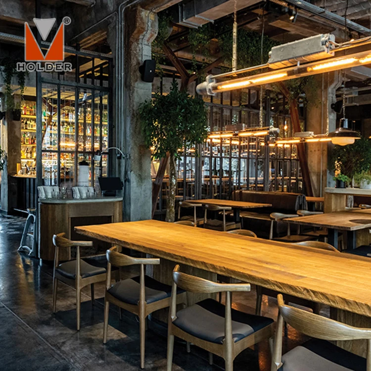 Particular Original style Hotel long table dining set One-stop decoration furniture wooden restaurant sets