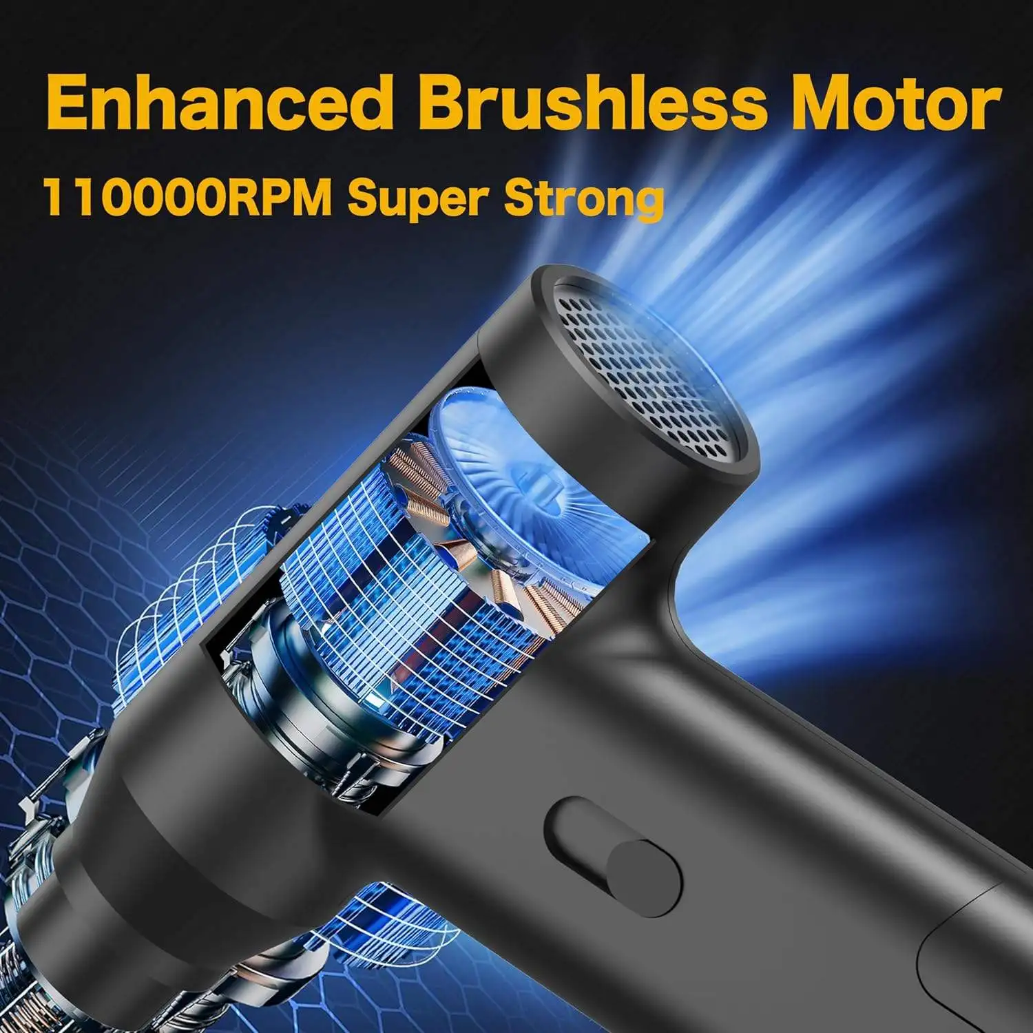 2-in-1 Turbo Jet Fan High-Speed Brushless Portable Battery Powered Air Duster Vacuum Cleaner for Car Outdoor Garage Use
