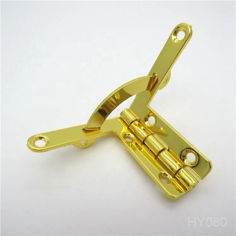 Factory supply high quality 90 /105 degree shiny gold quadrant hinge for wooden boxes