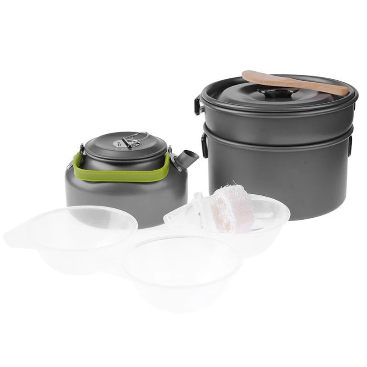 Camping Cookware Set Mess Kit Pots Pan Camping Cooking Set Pots