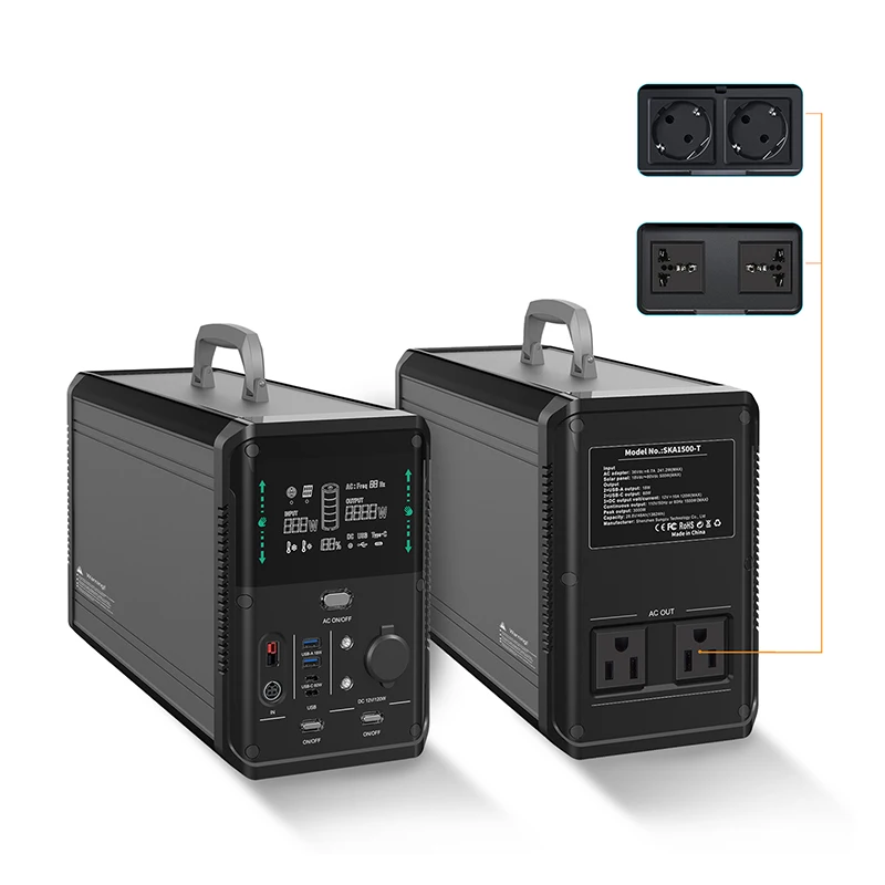 Portable Power Station With USB Type C DC AC Output 1500W Lithium Ion Battery 1380Wh Emergency Support Camping Home