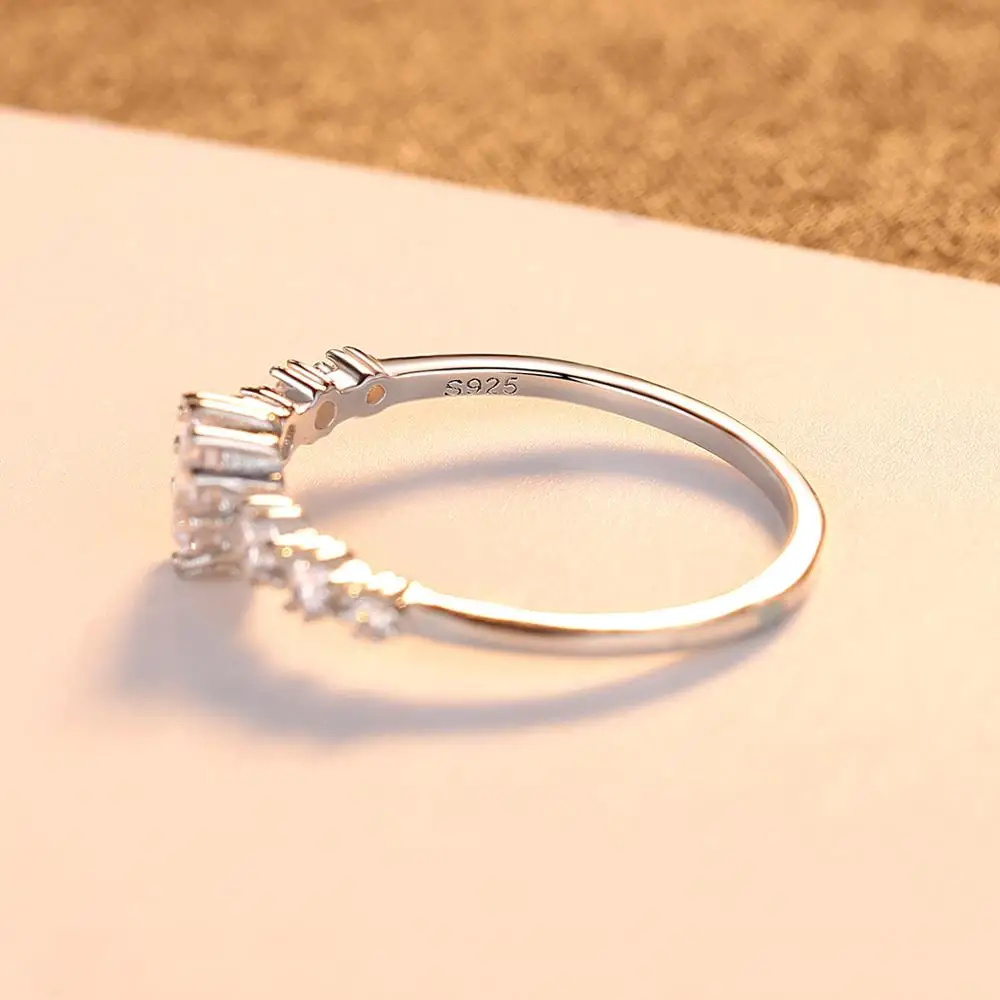 S925 Sterling Jewelry Rhodium Plated Diamond Hot Stackable Ring for Women Wedding Korean Style Wholesale Silver Ring