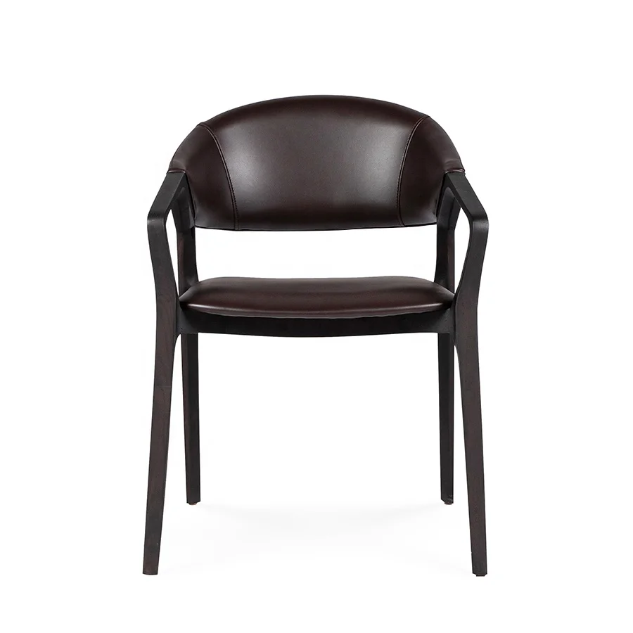 Винтажный обеденный стул в комплекте Роскошный итальянский дизайнерский из мягкой кожи современный массива дерева для