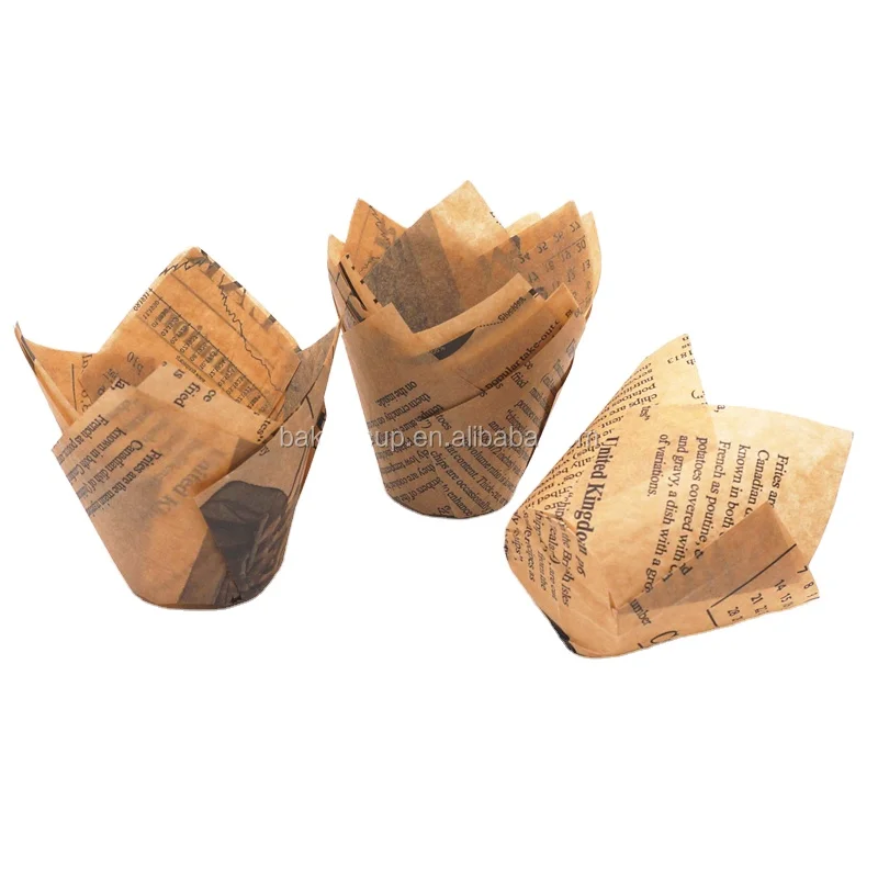 200pcs Tulip baking cups Muffin Cup Cases with newspaper printing Cupcake Wrapper Cupcake liner