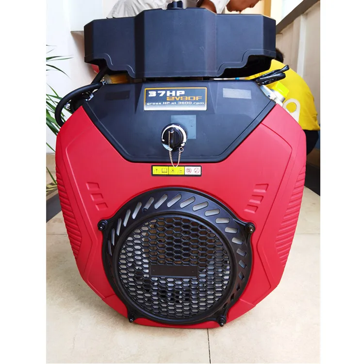 Electronic Speed Governing 37HP Double Cylinder  4 Stroke Gasoline Engine Keyway Shaft  27KW  2V90F  Engine