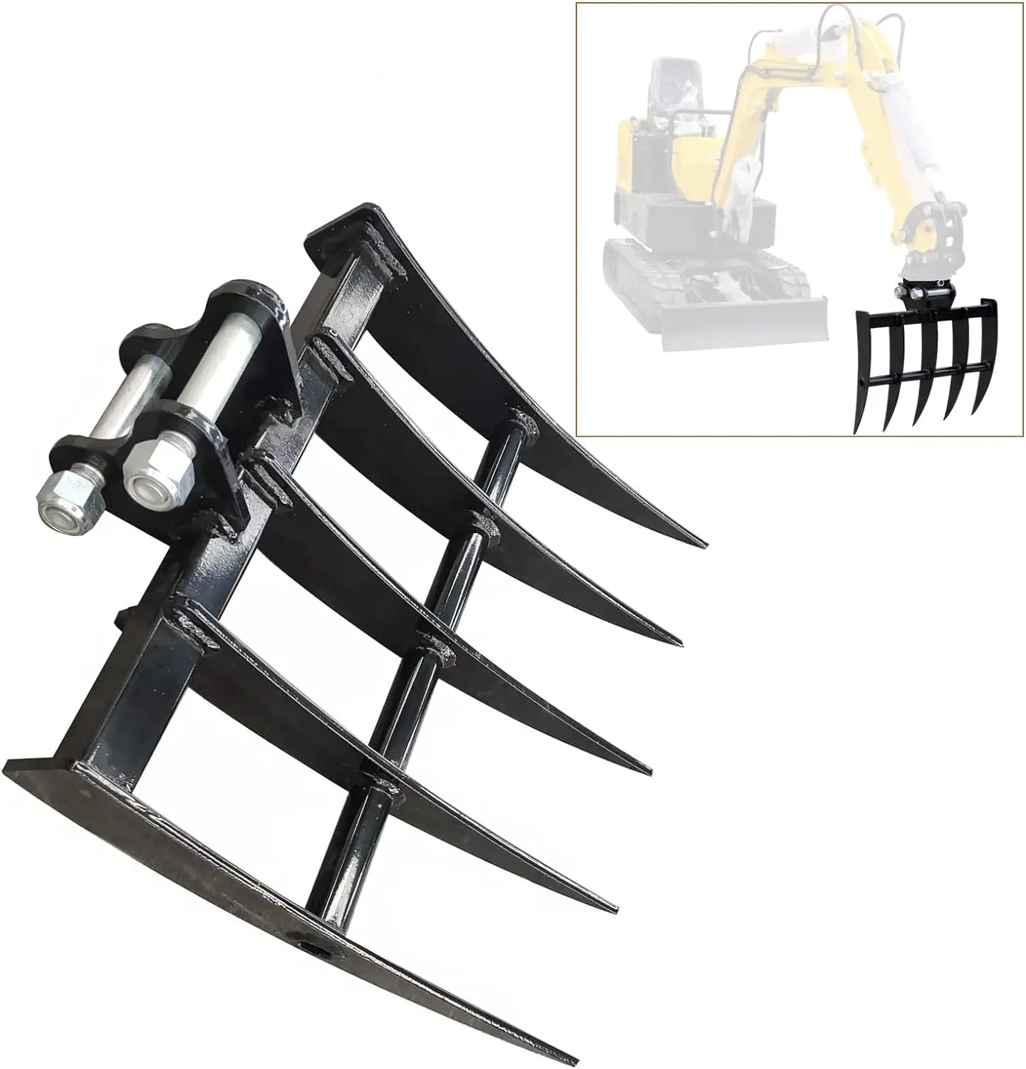 RSBM Mini Excavator Rake Attachments Tool Hydraulic Tilt Backhoe Excavator Attachment for Mini Excavator Deep Tilling land