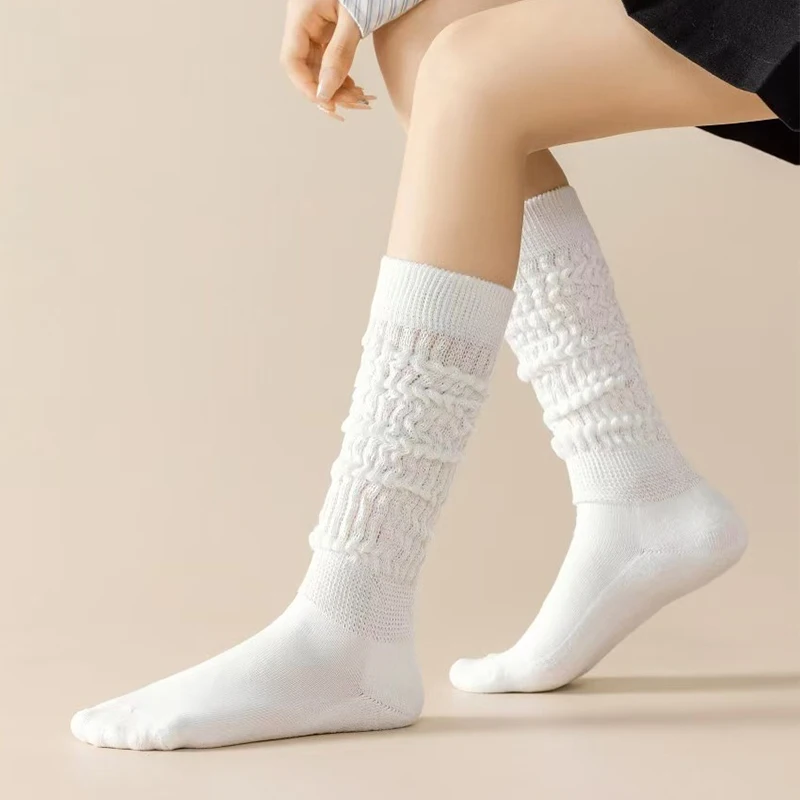 Autumn Winter New Arrival Girls Fashion Socks Thick Terry Bottom Long Knee-High Warm Solid Candy Color Custom Women Slouch Socks