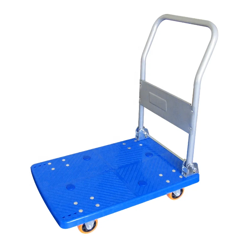 New plastic trolley foldable platform car luxury blue custom storage mobile trolley
