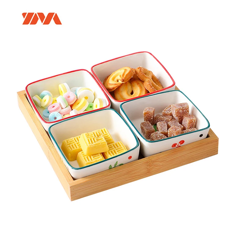 Wholesale Northern European Round Square Ceramic Fruit Snack Plate Fruit Salad Bowl Fresh Ceramic Snack Dish Tableware