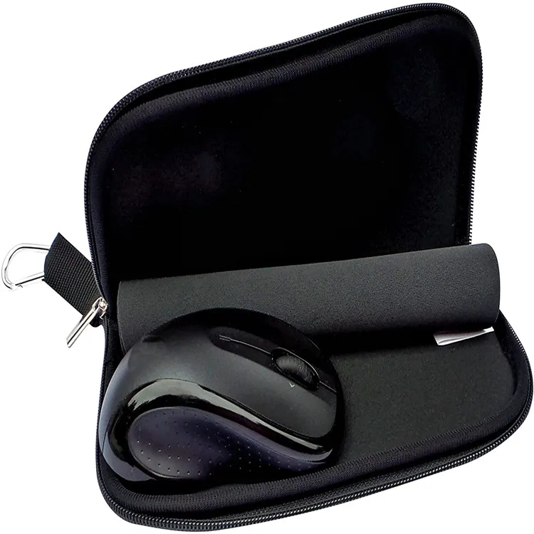 Travel Mouse Case Electronics Organizer Bag Laptop Cord Cable Accessory Pouch with Extra Rolled Up Travel Mouse Pad