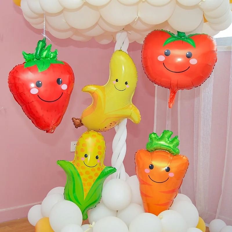 Promotional Products Fruit Vegetable Shape Helium Balloons Strawberry Foil Balloons For Kids Party Decoration