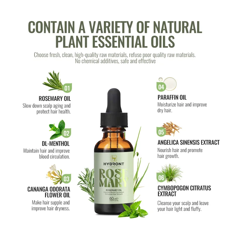 100% Pure Rosemary Oil Hair Growth Serum Nourishing Strengthening  Scalp Organic Rosemary Essential Oil for hair growth
