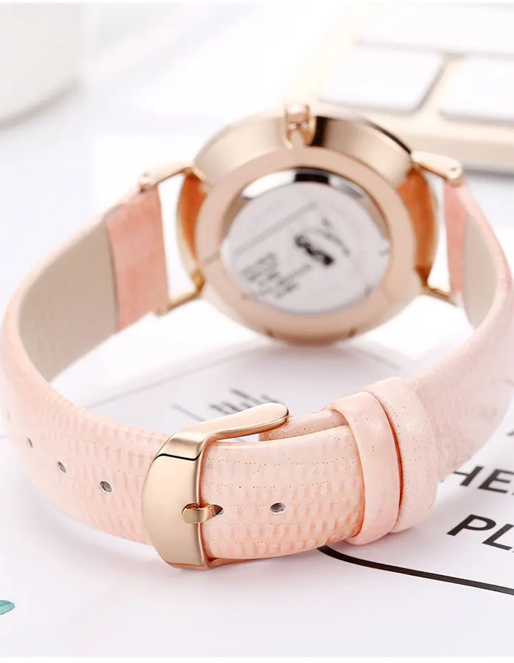 Dropshipping Watch female version of the simple fashion two-pin leather waterproof casual simple quartz watch