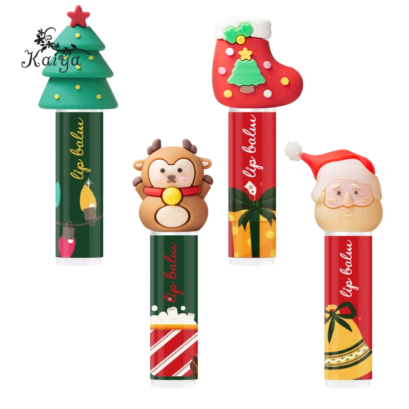 Custom Logo Reindeer Shape Vegan Lips Makeup Deep Hydration Daily Lip Care No Chapped Nourishing Christmas Gift Cute Lip Balm