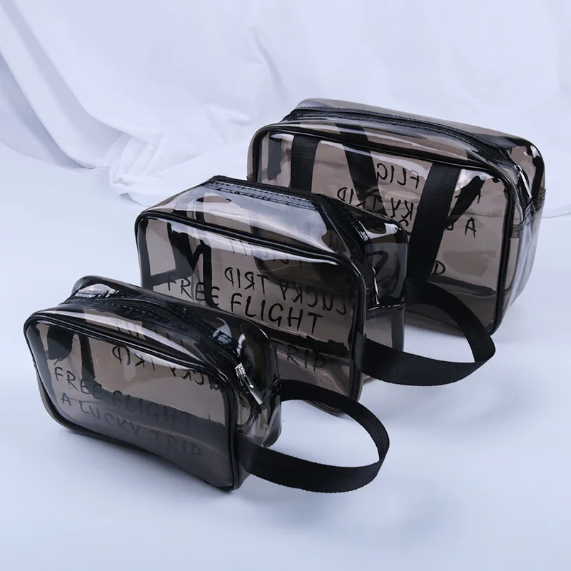 Wholesale customized pvc thickened new portable square wash bag makeup bag large capacity female beach with printed logo