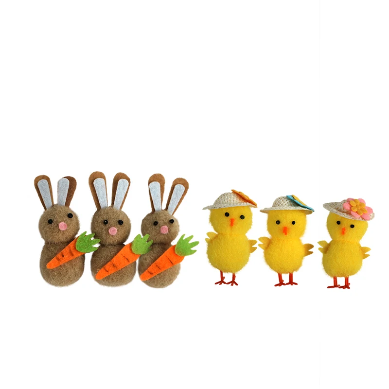 Wholesale Custom Easter Cute Animals Desktop Decorations Easter Ornaments Set Includes Easter Bunny Chicks Decor