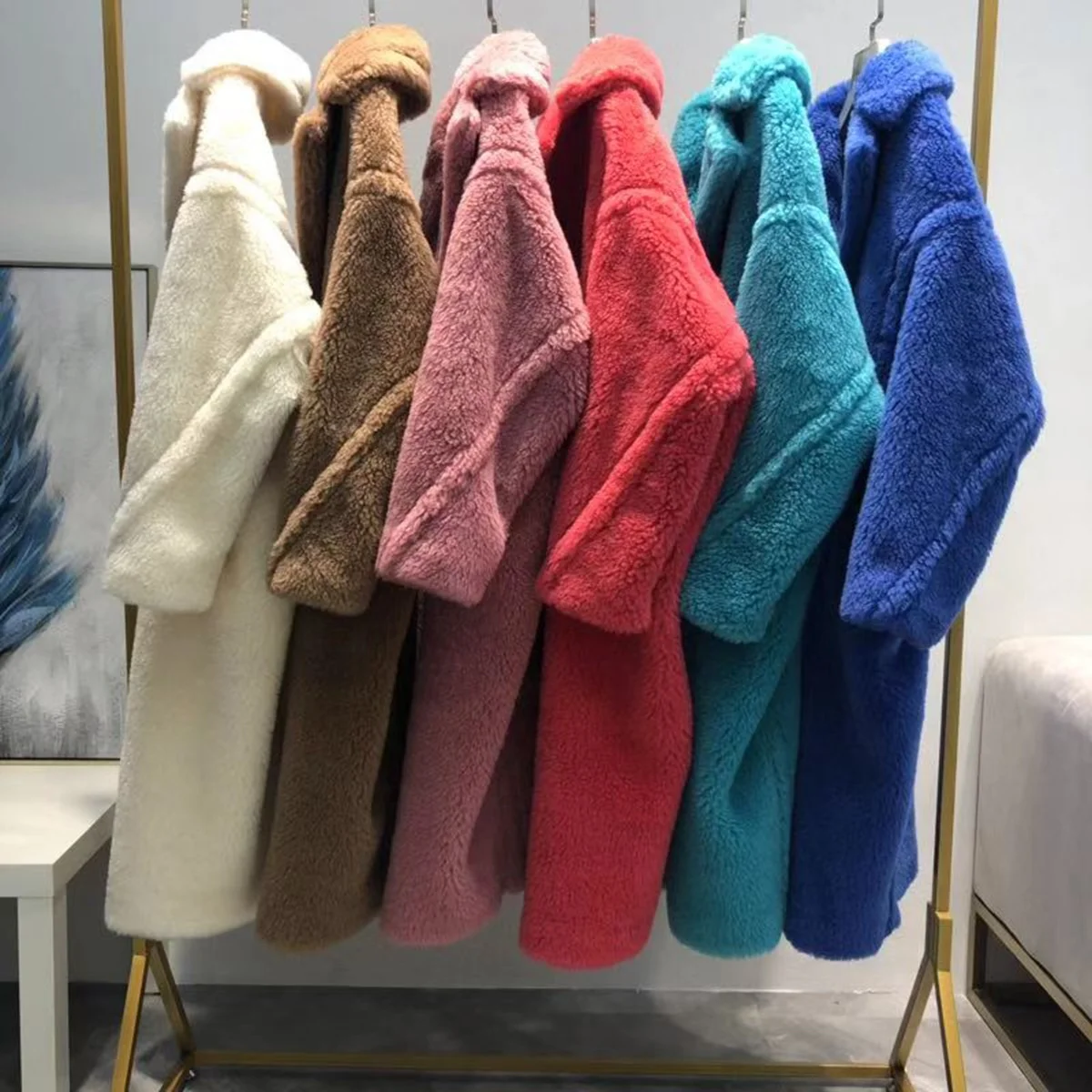
High Quality Ladies Fall 2020 Winter Clothes Wool fur Women Long Coats Warm Alpaca Leopard Print Genuine Warm Teddy Coat 