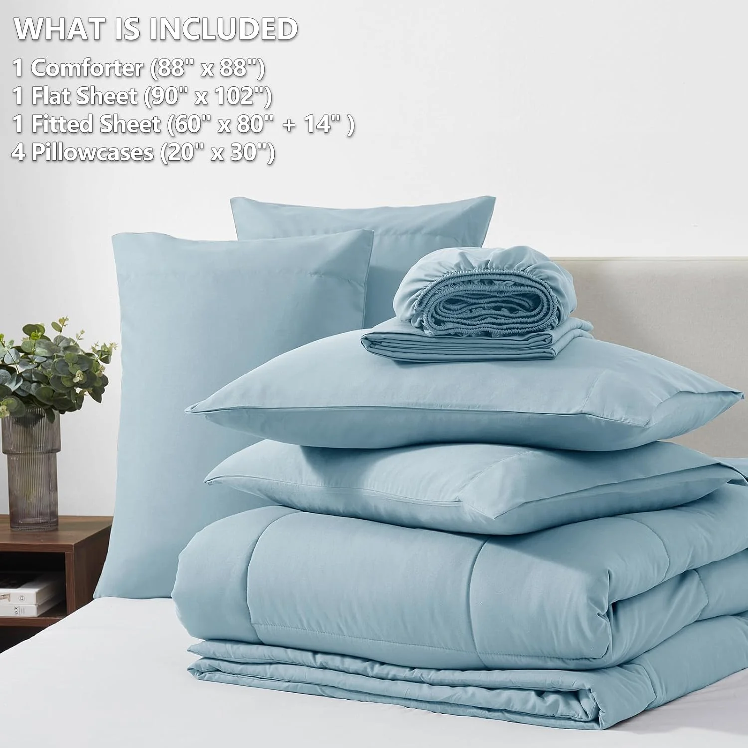 Queen Comforter Set 7 Pieces Bed in a Bag Set Black Bedding Sets Queen With All Season Quilted Comforter