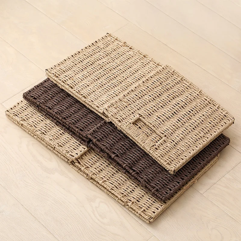 Хит продаж Плетеная соломенная складная бумажная веревка тканая игрушка для хранения одежды корзина еды с ручкой