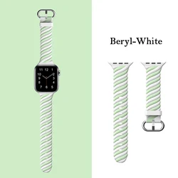 Ремешок резиновый для iWatch 7 спортивный силиконовый браслет с радужной жидкостной печатью Apple 38/40/41 мм