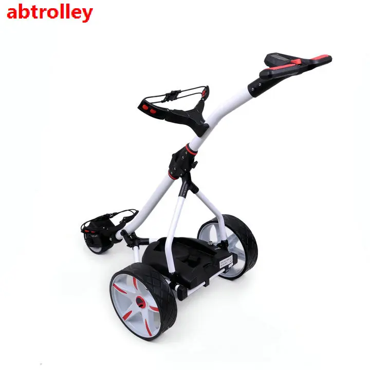 
Powered electric golf caddy With Plug In Lithium Battery golf trolley LCD Digital Handle 